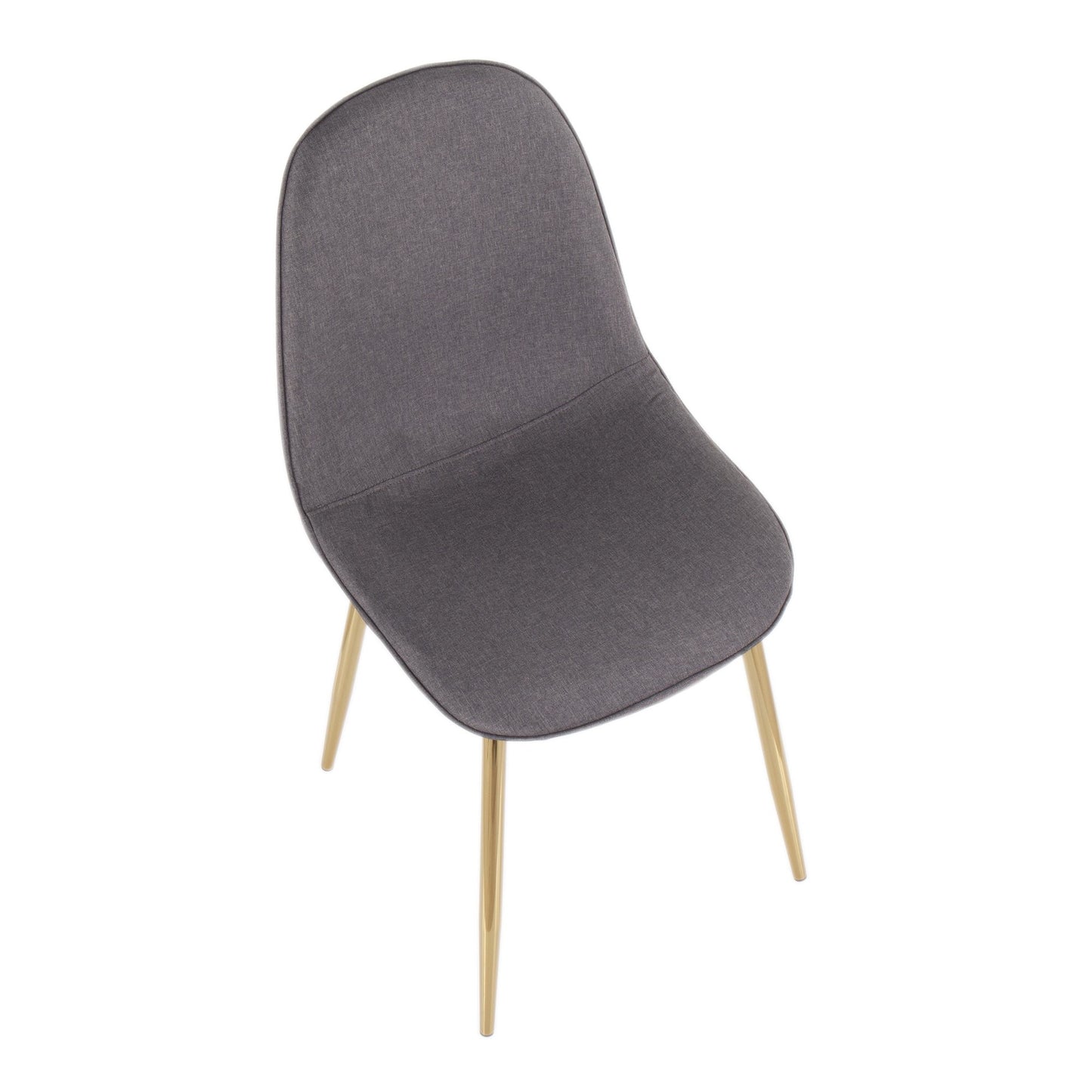 Pebble Contemporary Chair in Gold Steel and Beige Fabric   - Set of 2