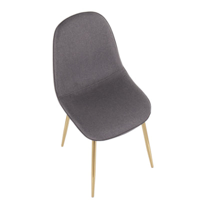 Pebble Contemporary Chair in Gold Steel and Beige Fabric   - Set of 2