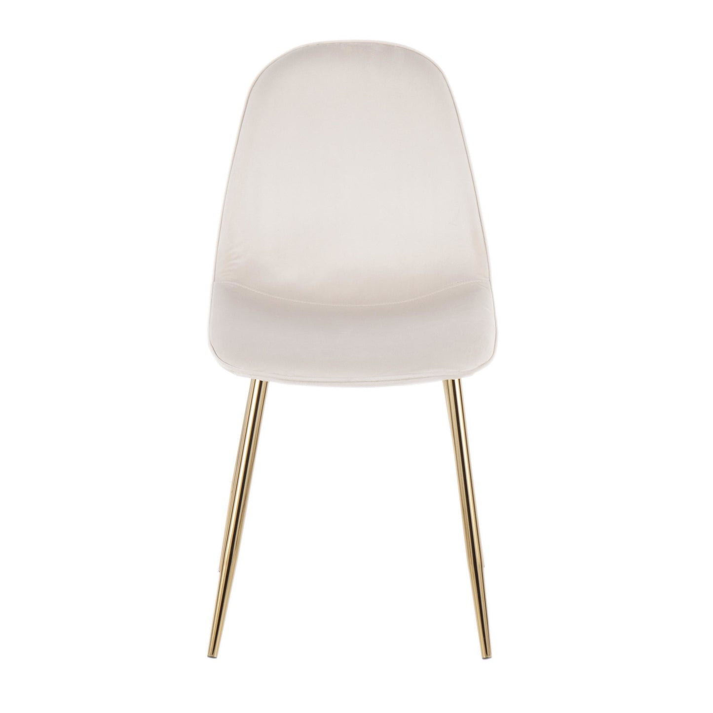 Pebble Contemporary Chair in Gold Steel and Beige Fabric   - Set of 2