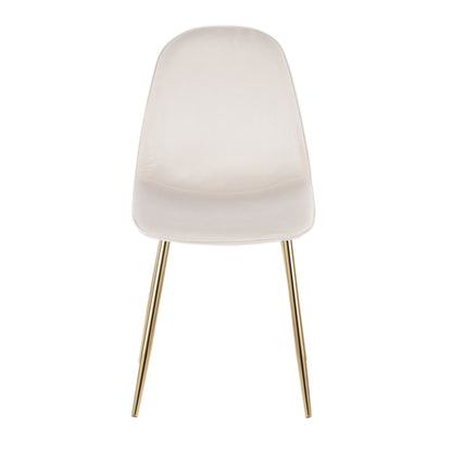 Pebble Contemporary Chair in Gold Steel and Beige Fabric   - Set of 2