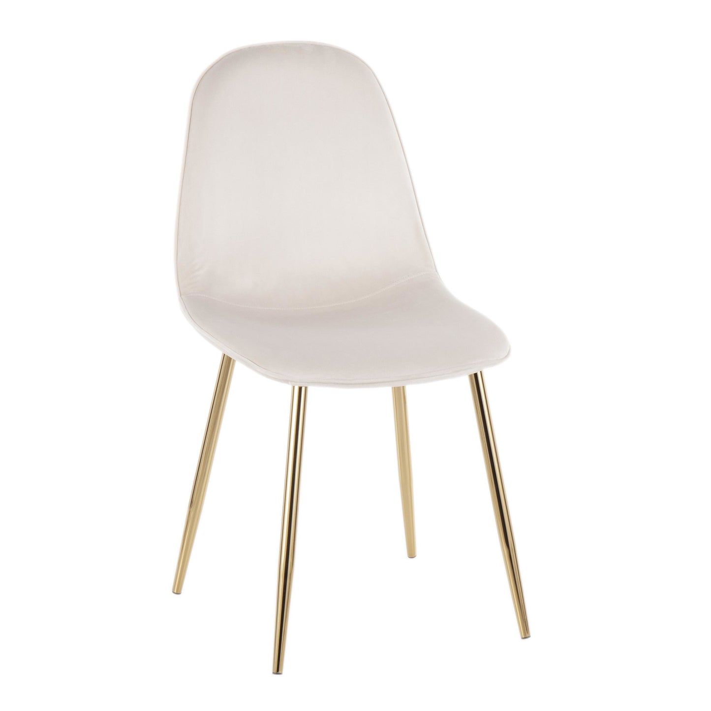 Pebble Contemporary Chair in Gold Steel and Beige Fabric   - Set of 2