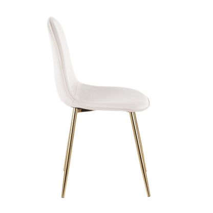 Pebble Contemporary Chair in Gold Steel and Beige Fabric   - Set of 2