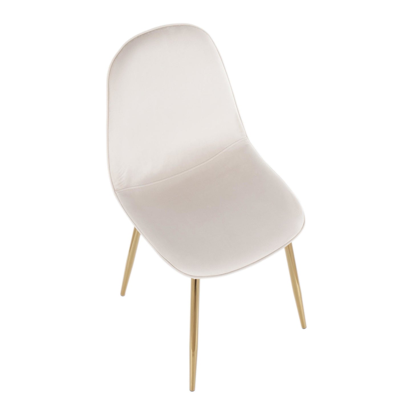 Pebble Contemporary Chair in Gold Steel and Beige Fabric   - Set of 2