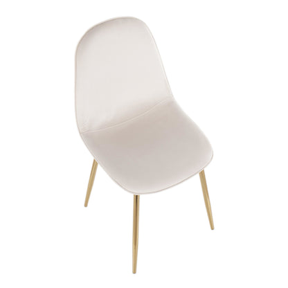 Pebble Contemporary Chair in Gold Steel and Beige Fabric   - Set of 2
