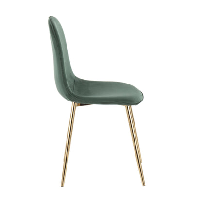 Pebble Contemporary Chair in Gold Steel and Beige Fabric   - Set of 2