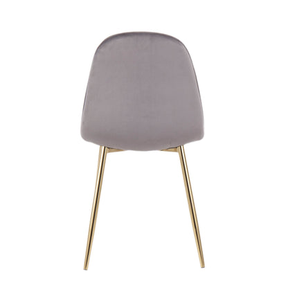 Pebble Contemporary Chair in Gold Steel and Beige Fabric   - Set of 2