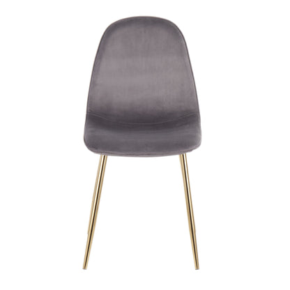 Pebble Contemporary Chair in Gold Steel and Beige Fabric   - Set of 2
