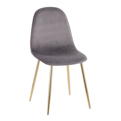 Pebble Contemporary Chair in Gold Steel and Beige Fabric   - Set of 2