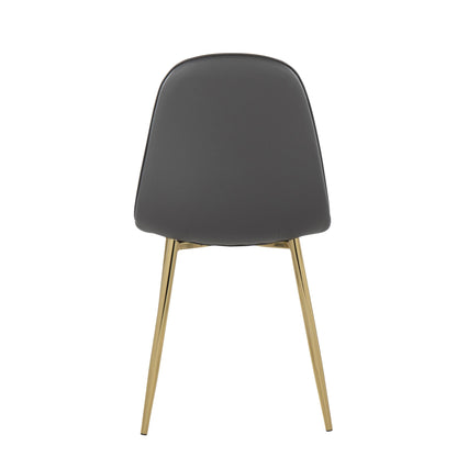 Pebble Contemporary Chair in Gold Steel and Beige Fabric   - Set of 2