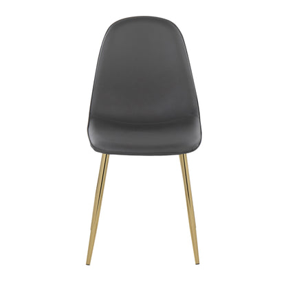 Pebble Contemporary Chair in Gold Steel and Beige Fabric   - Set of 2