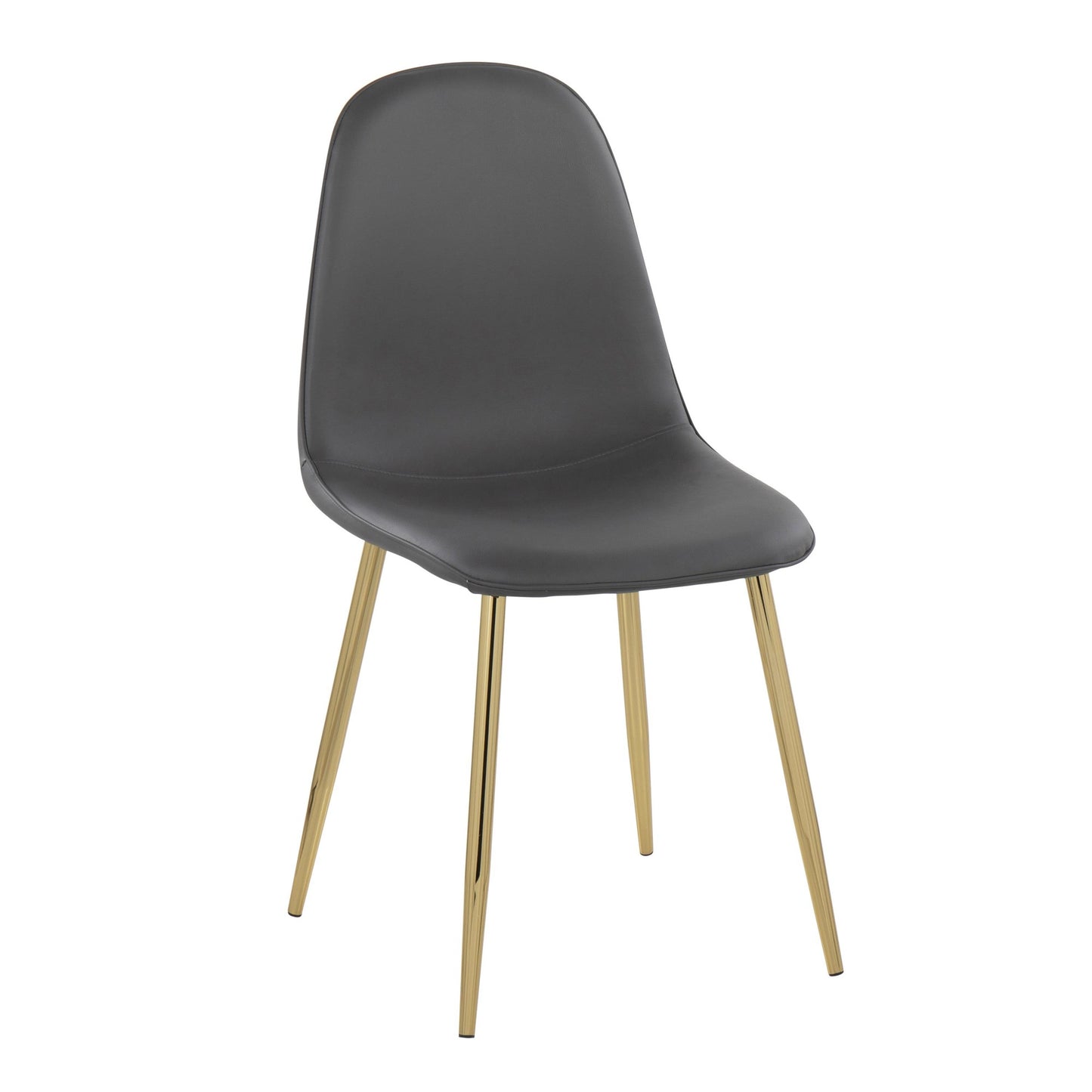 Pebble Contemporary Chair in Gold Steel and Beige Fabric   - Set of 2
