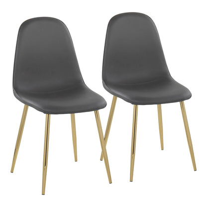 Pebble Contemporary Chair in Gold Steel and Beige Fabric   - Set of 2