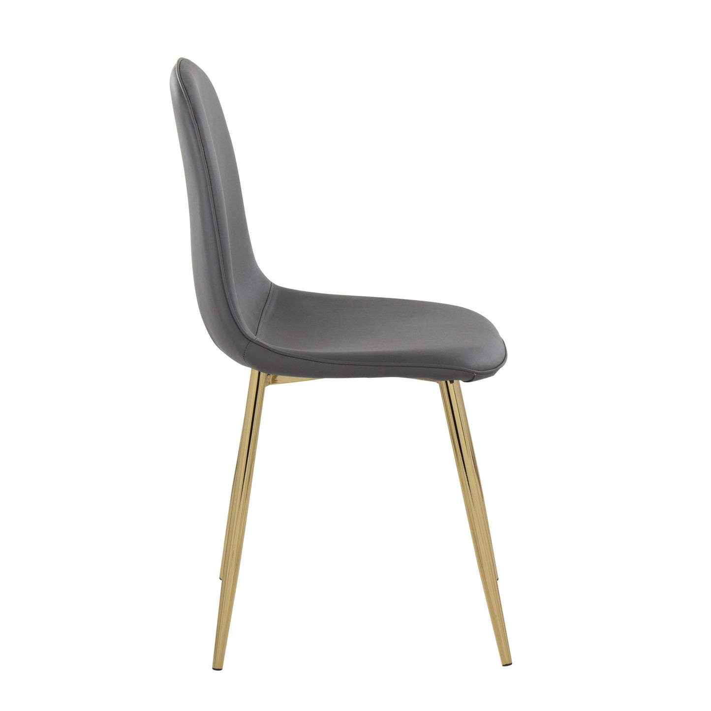 Pebble Contemporary Chair in Gold Steel and Beige Fabric   - Set of 2