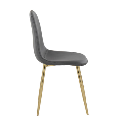 Pebble Contemporary Chair in Gold Steel and Beige Fabric   - Set of 2