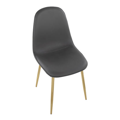 Pebble Contemporary Chair in Gold Steel and Beige Fabric   - Set of 2