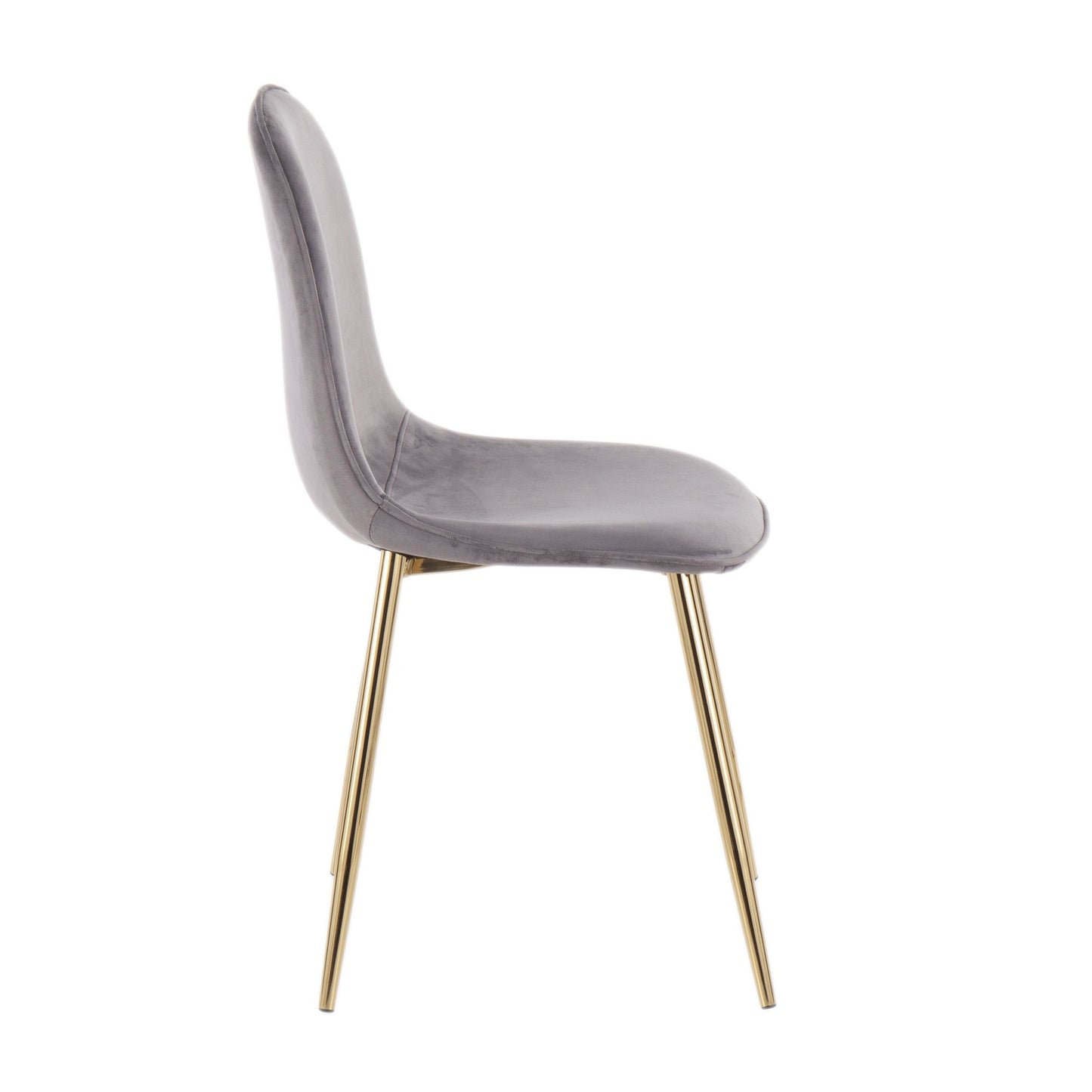 Pebble Contemporary Chair in Gold Steel and Beige Fabric   - Set of 2
