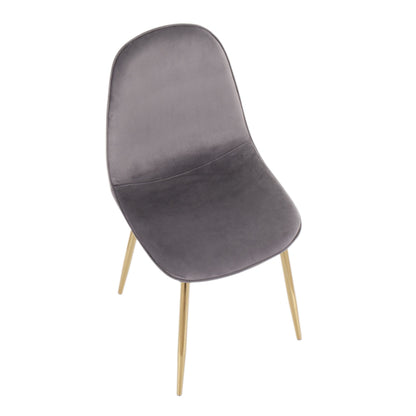 Pebble Contemporary Chair in Gold Steel and Beige Fabric   - Set of 2