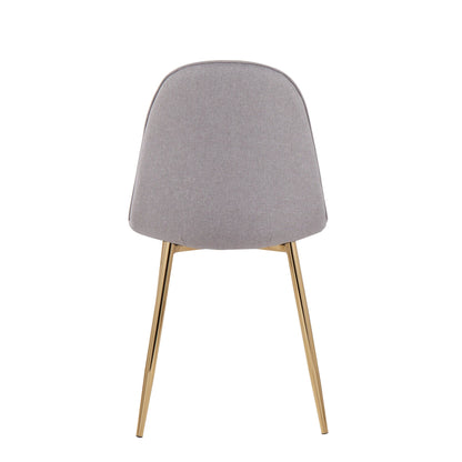 Pebble Contemporary Chair in Gold Steel and Beige Fabric   - Set of 2