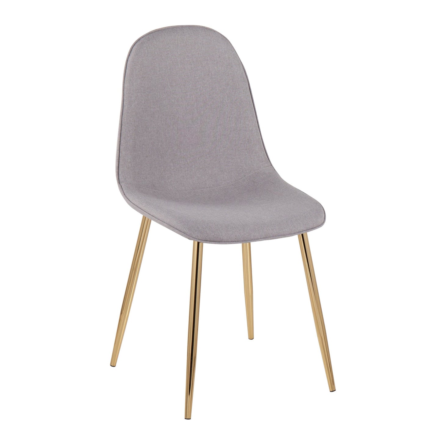 Pebble Contemporary Chair in Gold Steel and Beige Fabric   - Set of 2