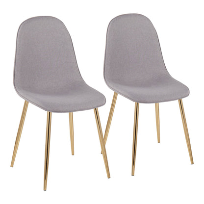 Pebble Contemporary Chair in Gold Steel and Beige Fabric   - Set of 2