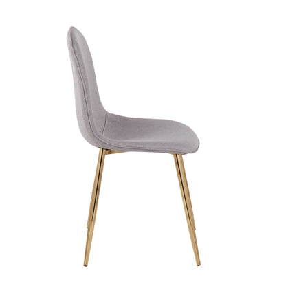 Pebble Contemporary Chair in Gold Steel and Beige Fabric   - Set of 2