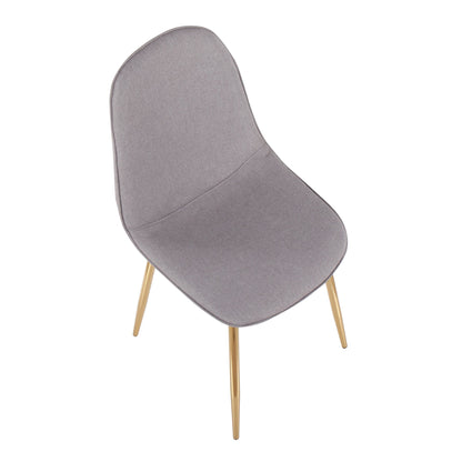Pebble Contemporary Chair in Gold Steel and Beige Fabric   - Set of 2