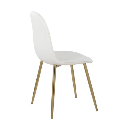 Pebble Contemporary Chair in Gold Steel and Beige Fabric   - Set of 2