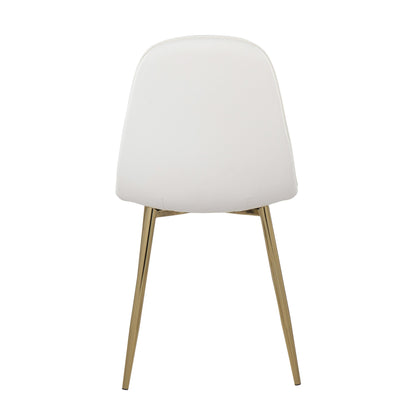 Pebble Contemporary Chair in Gold Steel and Beige Fabric   - Set of 2