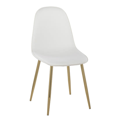Pebble Contemporary Chair in Gold Steel and Beige Fabric   - Set of 2