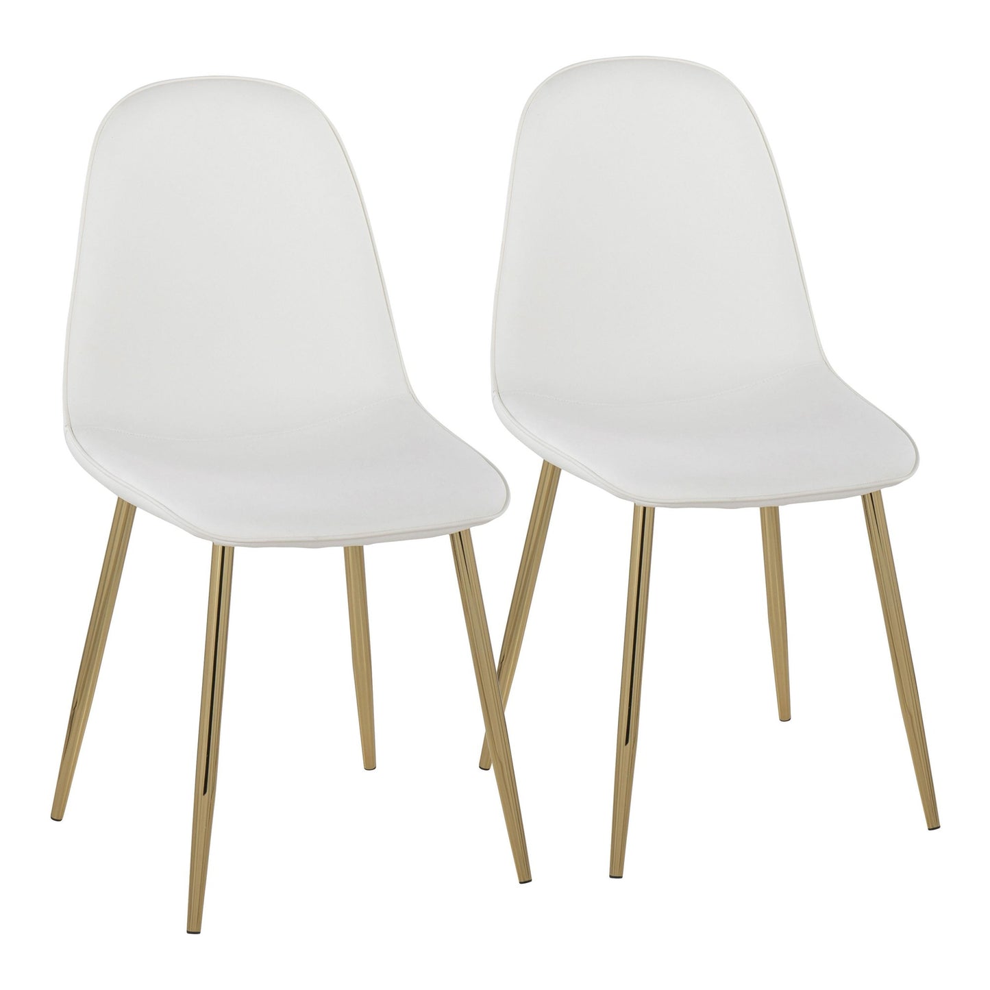 Pebble Contemporary Chair in Gold Steel and Beige Fabric   - Set of 2