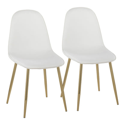 Pebble Contemporary Chair in Gold Steel and Beige Fabric   - Set of 2