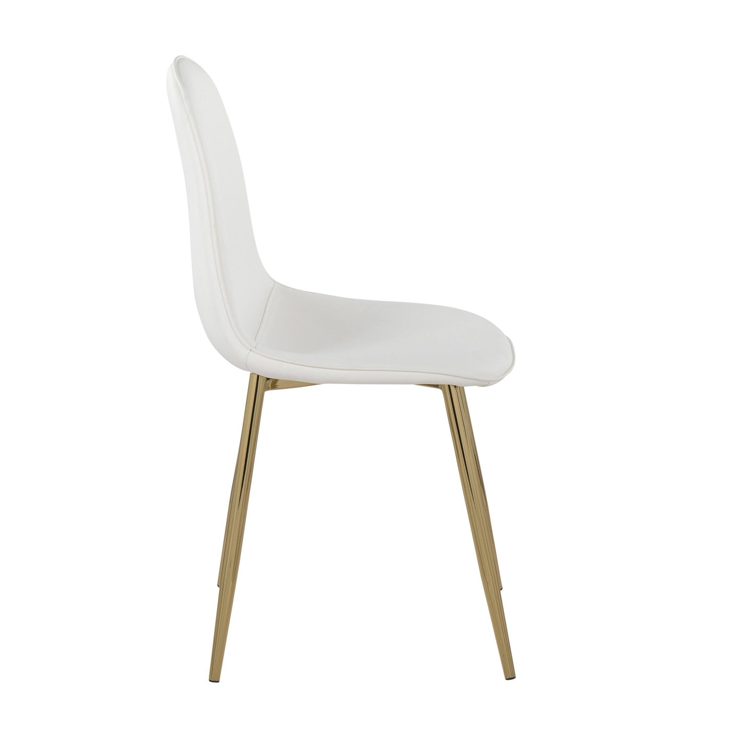 Pebble Contemporary Chair in Gold Steel and Beige Fabric   - Set of 2
