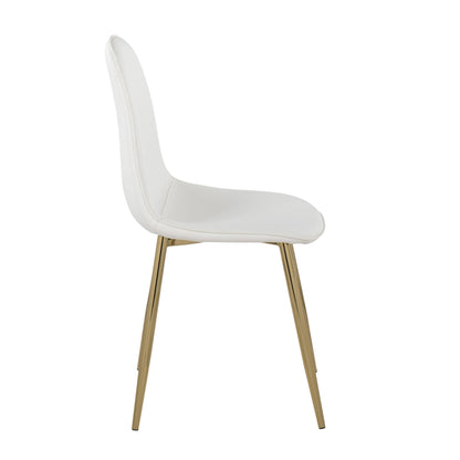 Pebble Contemporary Chair in Gold Steel and Beige Fabric   - Set of 2