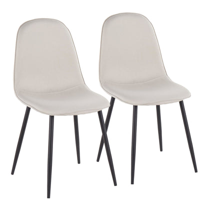 Pebble Contemporary Chair in Gold Steel and Beige Fabric   - Set of 2
