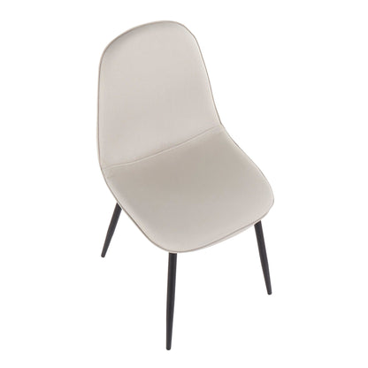 Pebble Contemporary Chair in Gold Steel and Beige Fabric   - Set of 2