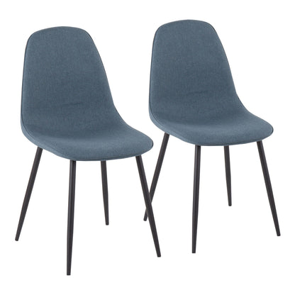 Pebble Contemporary Chair in Gold Steel and Beige Fabric   - Set of 2