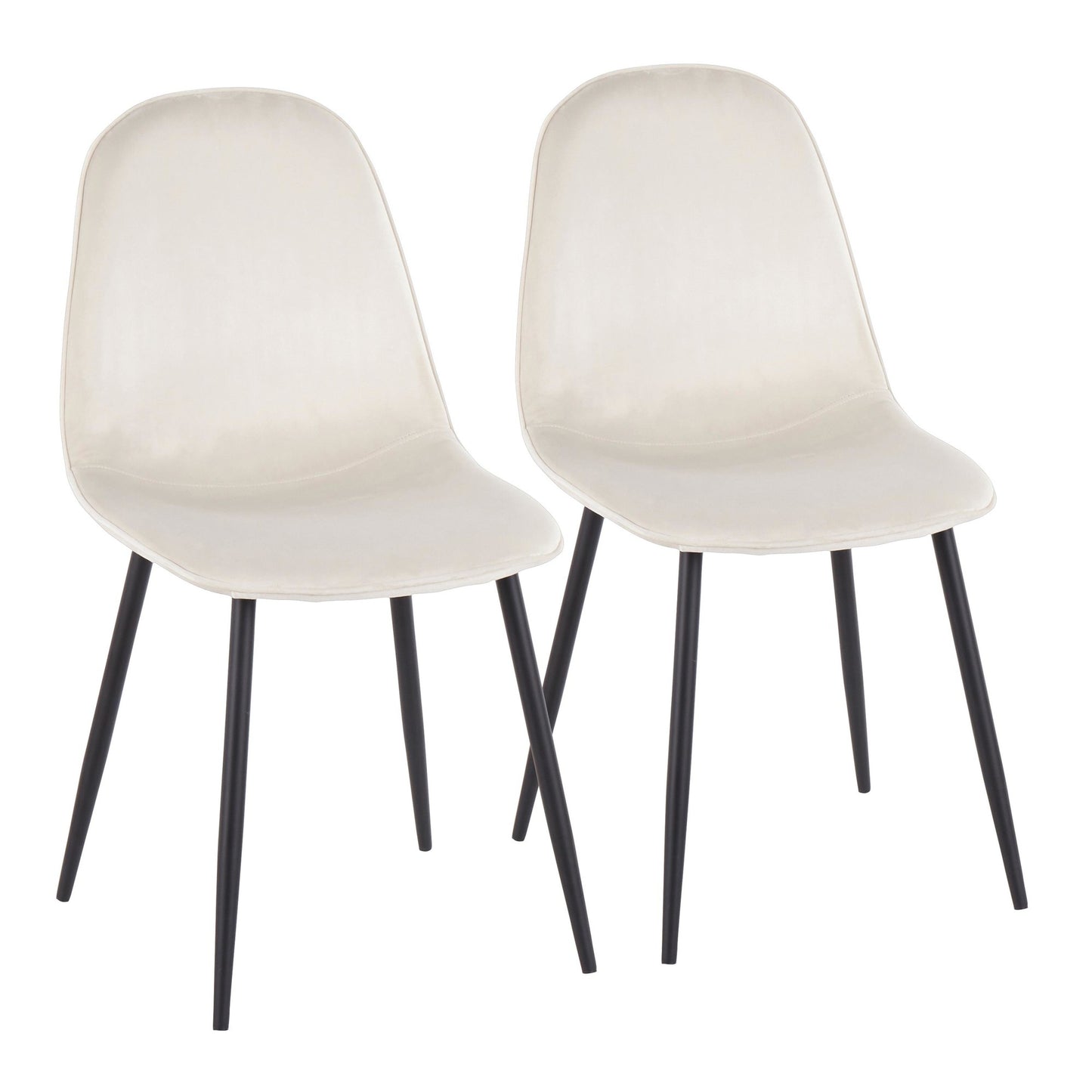 Pebble Contemporary Chair in Gold Steel and Beige Fabric   - Set of 2