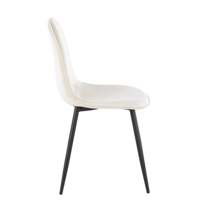 Pebble Contemporary Chair in Gold Steel and Beige Fabric   - Set of 2