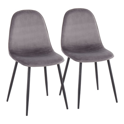 Pebble Contemporary Chair in Gold Steel and Beige Fabric   - Set of 2