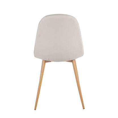 Pebble Contemporary Chair in Natural Wood Metal and Beige Fabric   - Set of 2