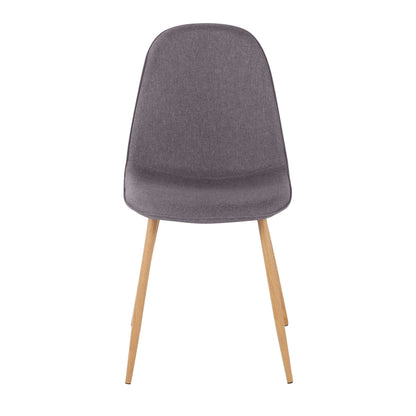 Pebble Contemporary Chair in Natural Wood Metal and Beige Fabric   - Set of 2