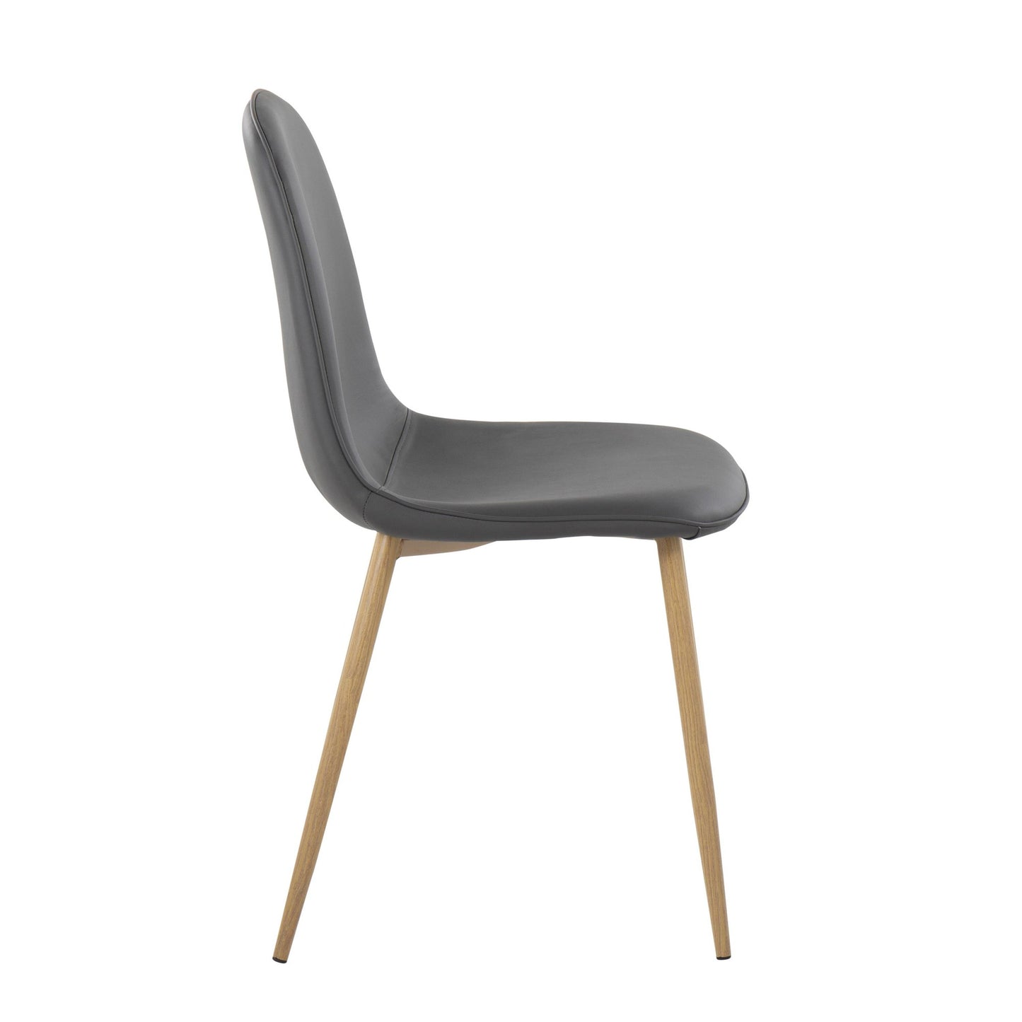 Pebble Contemporary Chair in Natural Wood Metal and Beige Fabric   - Set of 2