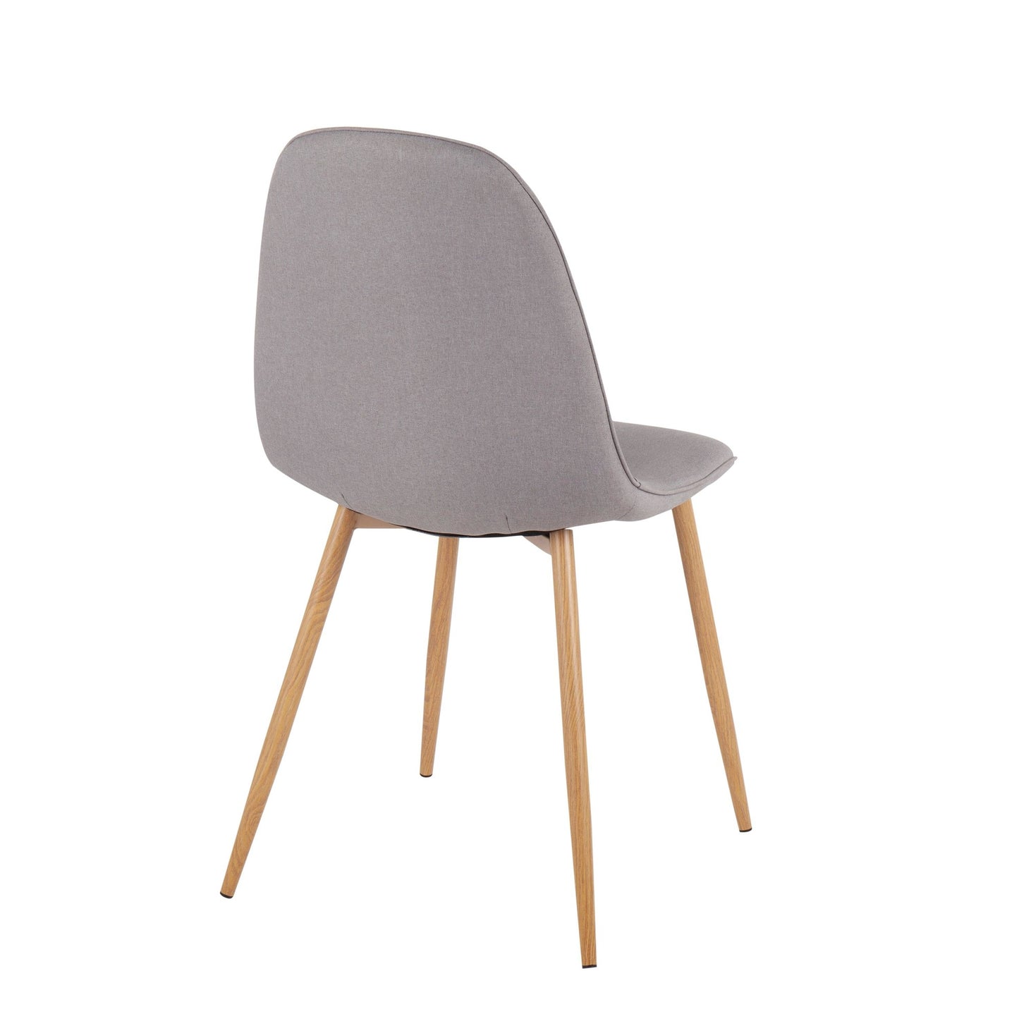 Pebble Contemporary Chair in Natural Wood Metal and Beige Fabric   - Set of 2