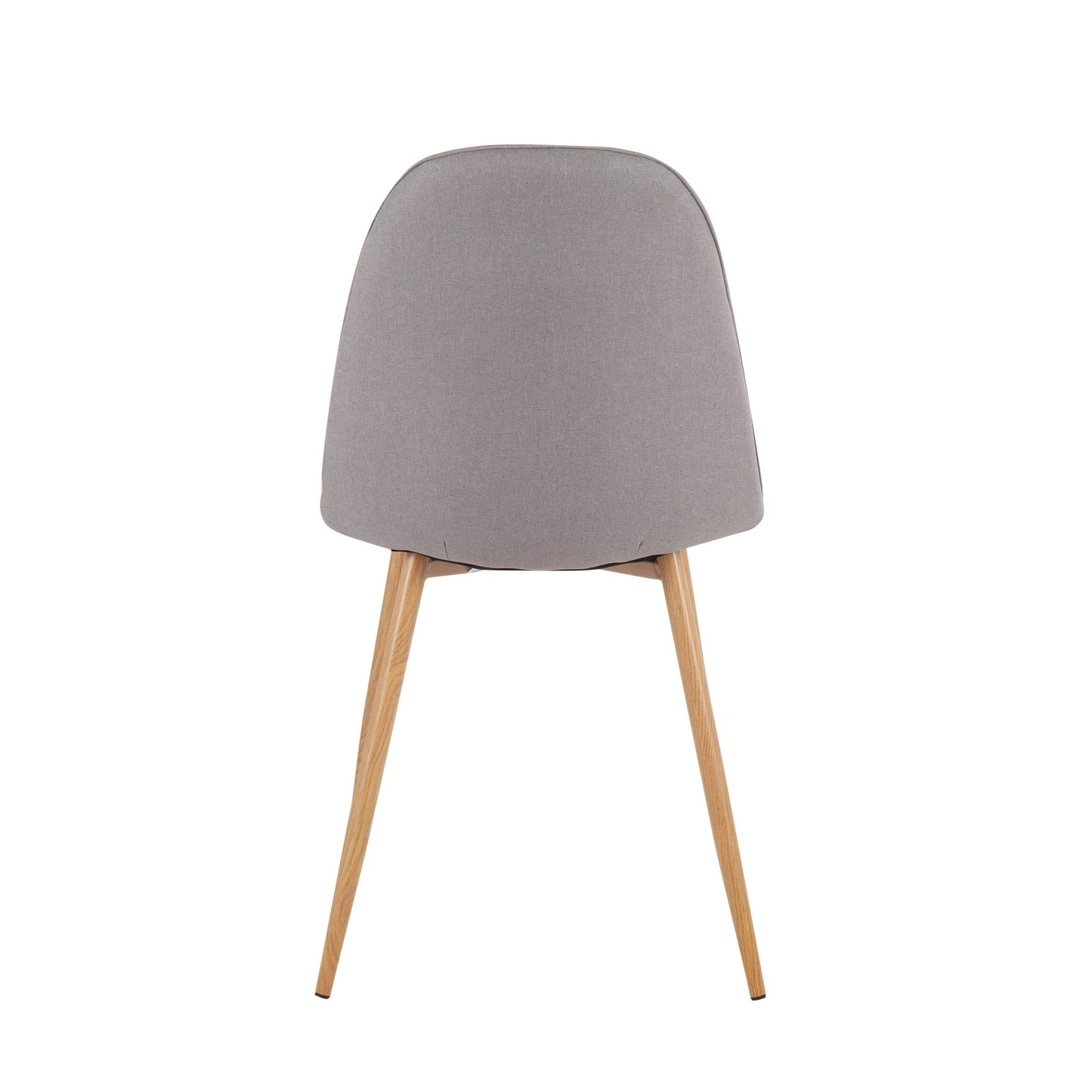 Pebble Contemporary Chair in Natural Wood Metal and Beige Fabric   - Set of 2