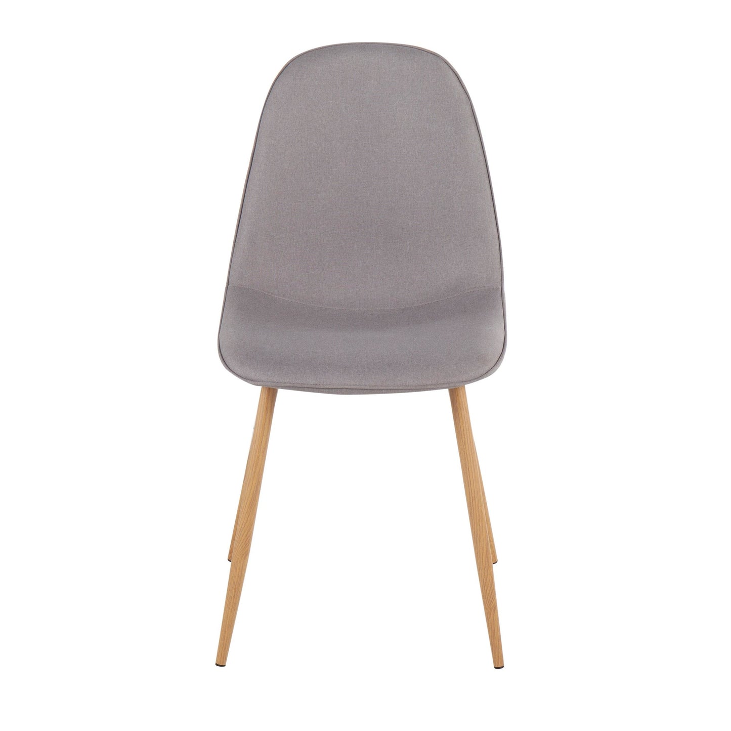 Pebble Contemporary Chair in Natural Wood Metal and Beige Fabric   - Set of 2