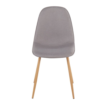 Pebble Contemporary Chair in Natural Wood Metal and Beige Fabric   - Set of 2