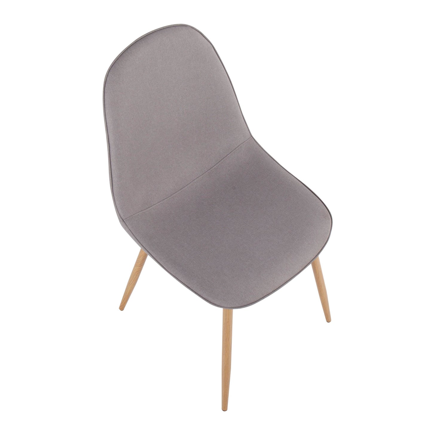 Pebble Contemporary Chair in Natural Wood Metal and Beige Fabric   - Set of 2