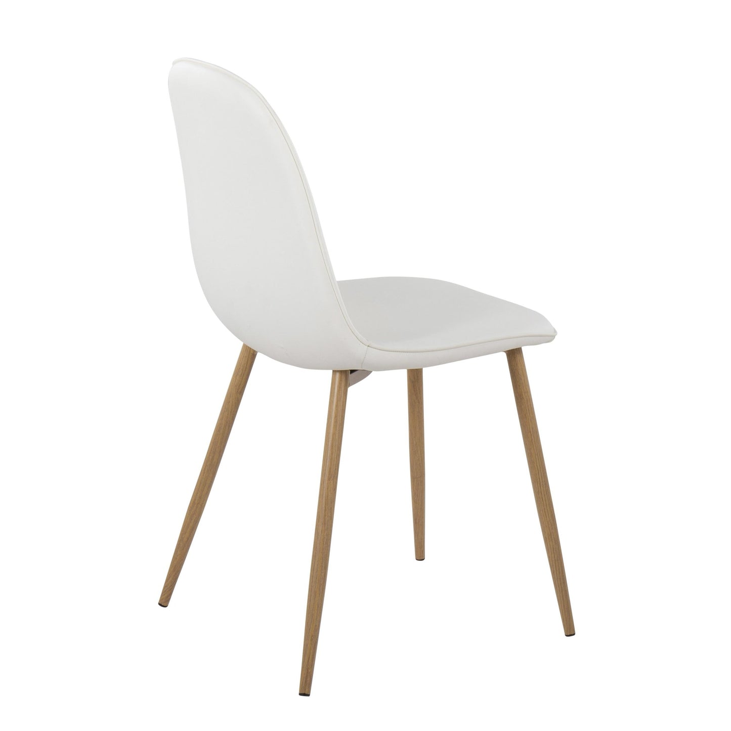 Pebble Contemporary Chair in Natural Wood Metal and Beige Fabric   - Set of 2