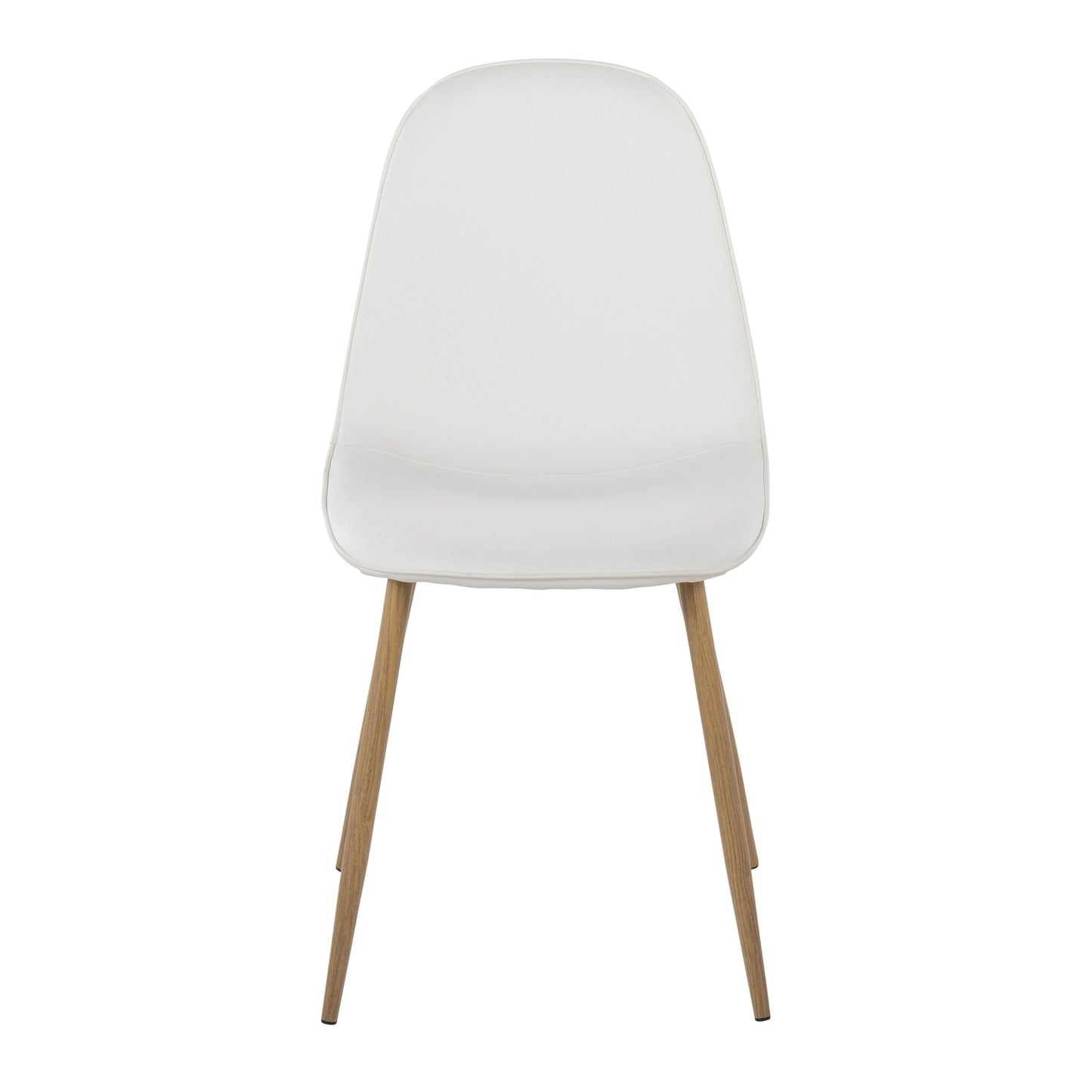 Pebble Contemporary Chair in Natural Wood Metal and Beige Fabric   - Set of 2