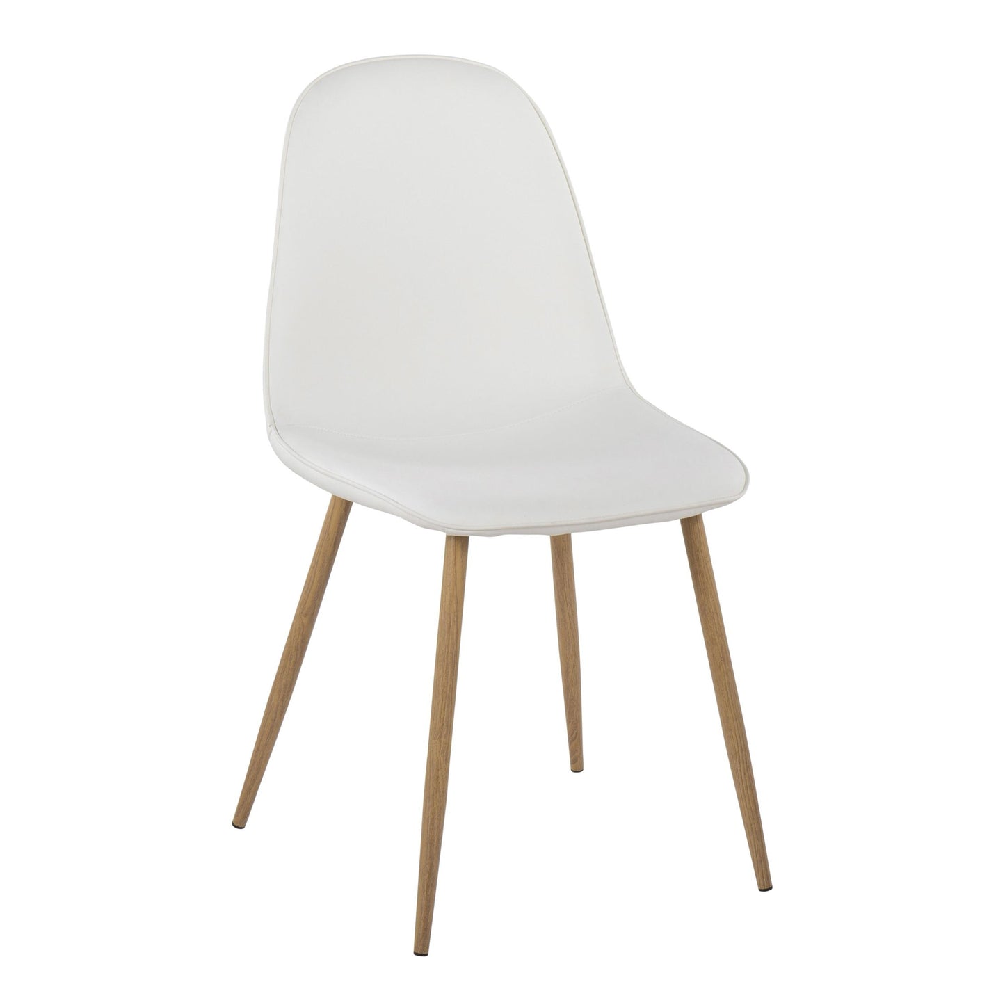 Pebble Contemporary Chair in Natural Wood Metal and Beige Fabric   - Set of 2